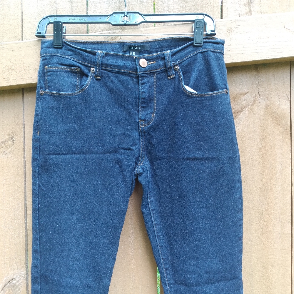 Forever 21 Navy Casual Skinny Mid Low Rise Jean